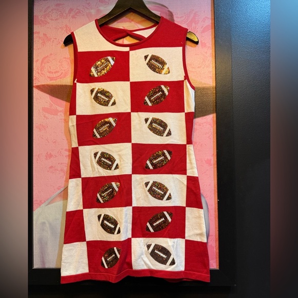 QUEEN OF SPARKLES Dresses & Skirts - QOS NEW Red/White Football Dress Size: XS